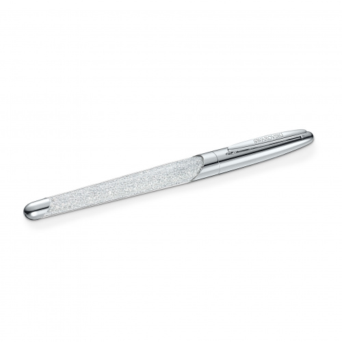 Crystalline Nova Rollerball Pen, White, Chrome Plated
