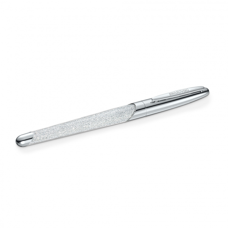 Crystalline Nova Rollerball Pen, White, Chrome Plated