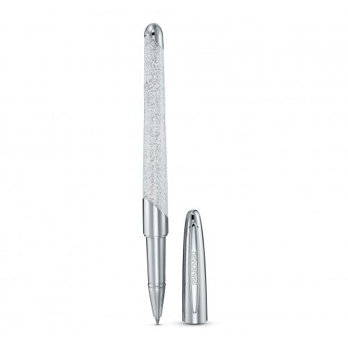 Crystalline Nova Rollerball Pen, White, Chrome Plated