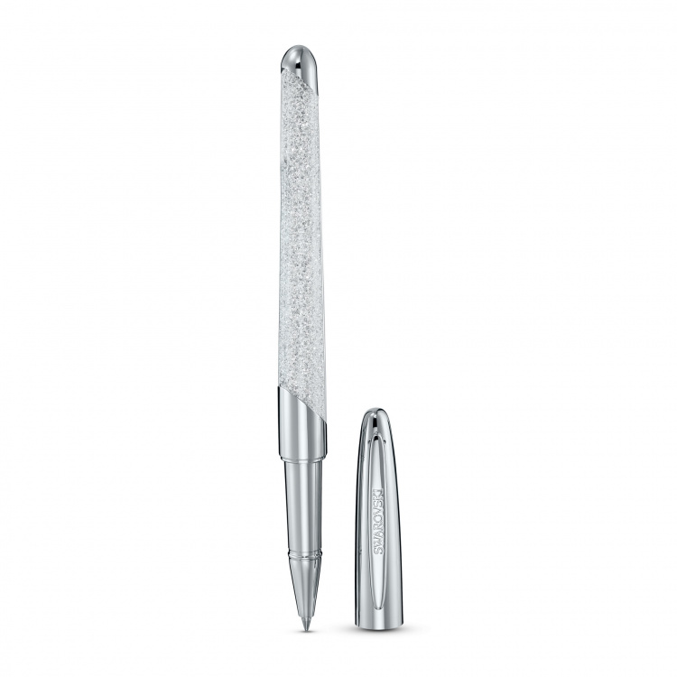 Crystalline Nova Rollerball Pen, White, Chrome Plated