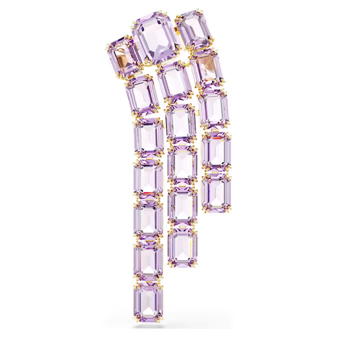 Millenia brooch Octagon cut, Purple, Gold-tone plated