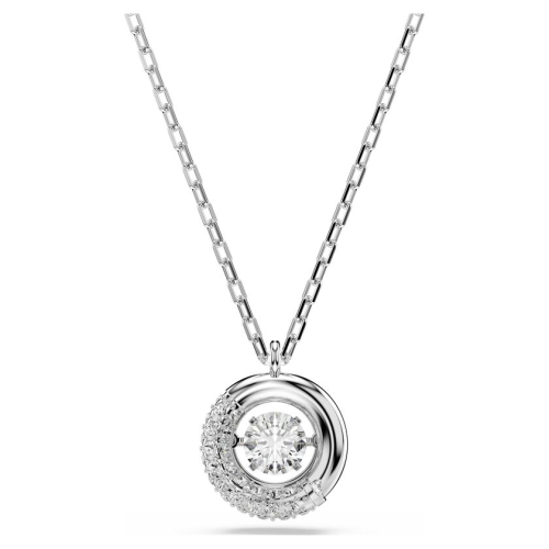 Dextera pendant Round cut, White, Rhodium plated
