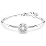 Dextera bangle Round cut, White, Rhodium plated