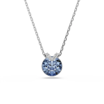 Bella V pendant Round cut, Rhodium plated