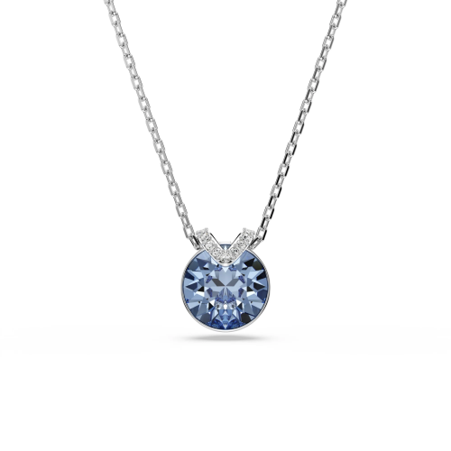 Bella V pendant Round cut, Rhodium plated