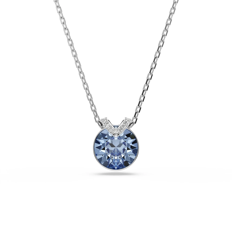 Bella V pendant Round cut, Rhodium plated