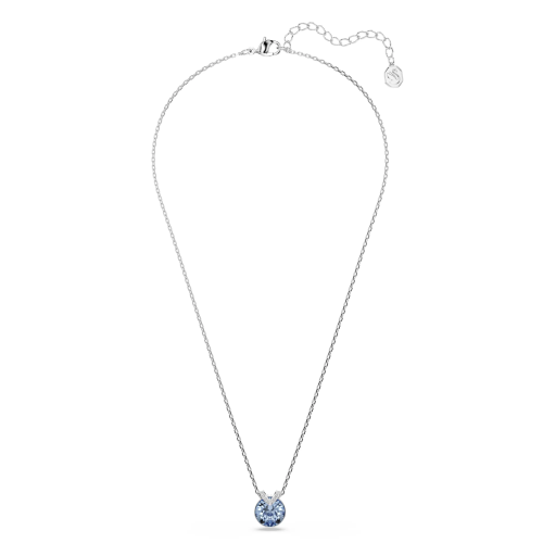 Bella V pendant Round cut, Rhodium plated