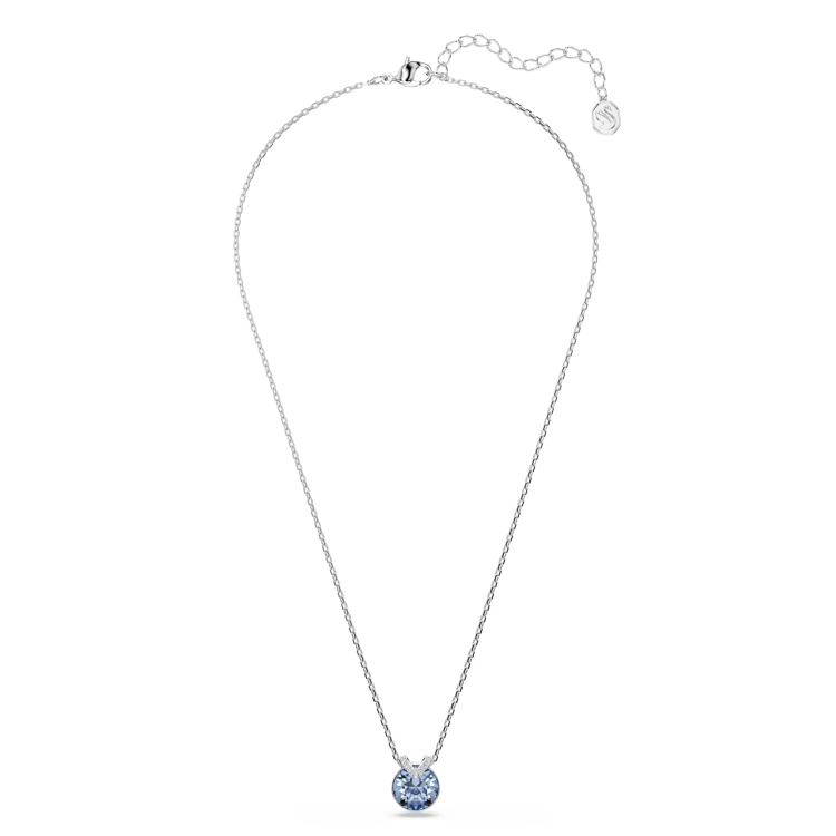 Bella V pendant Round cut, Rhodium plated