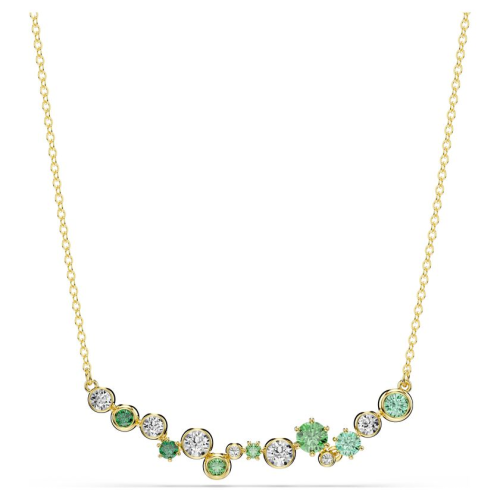 Constella necklace Mixed cuts, Green, Gold-tone plated