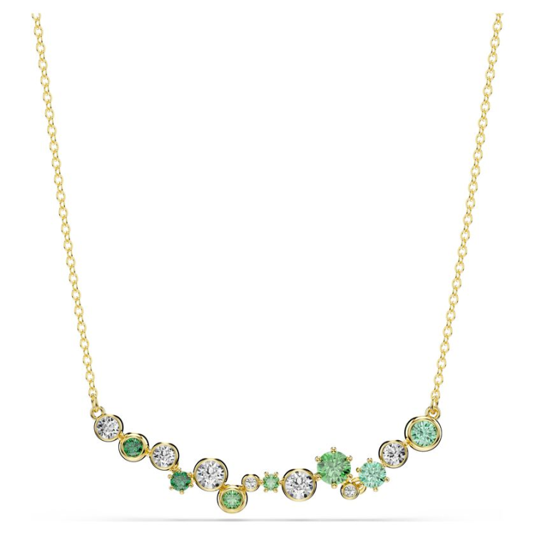 Constella necklace Mixed cuts, Green, Gold-tone plated