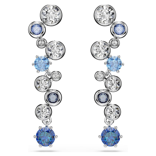 Constella drop earrings Mixed cuts, Blue, Rhodium plated
