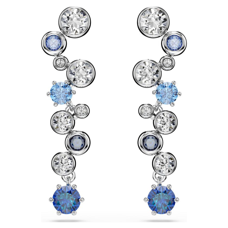 Constella drop earrings Mixed cuts, Blue, Rhodium plated