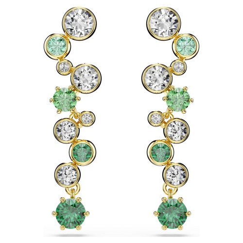 Constella drop earrings Mixed cuts, Green, Gold-tone plated