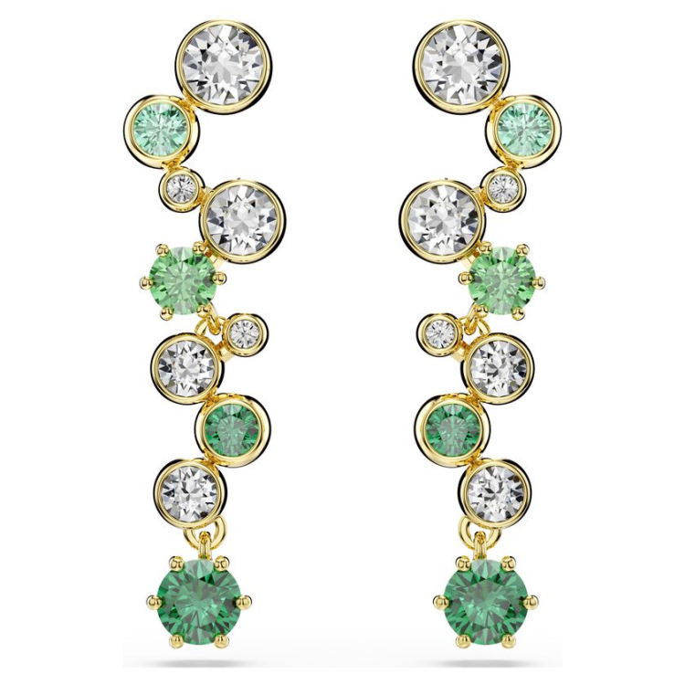 Constella drop earrings Mixed cuts, Green, Gold-tone plated