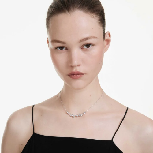 Constella necklace Mixed cuts, White, Rhodium plated