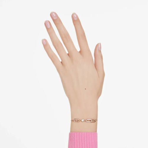 Constella bracelet Crystal pearl, Round cut, White, Rose gold-tone plated