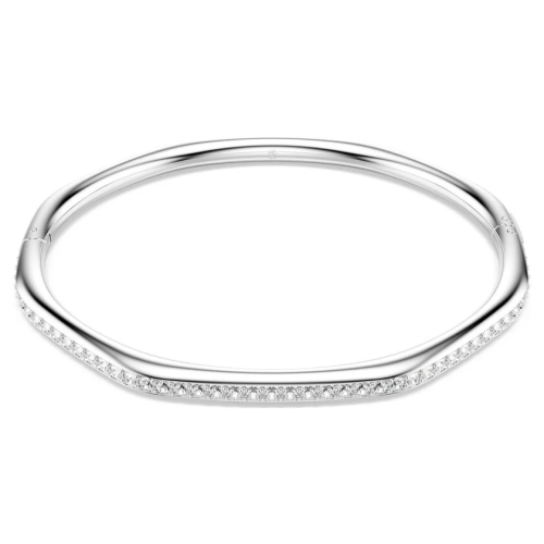 Dextera bangle Octagon shape, Round cut, White, Rhodium plated