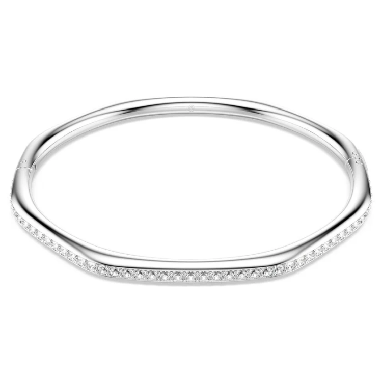 Dextera bangle Octagon shape, Round cut, White, Rhodium plated