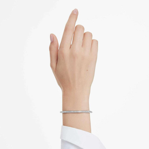 Dextera bangle Octagon shape, Round cut, White, Rhodium plated