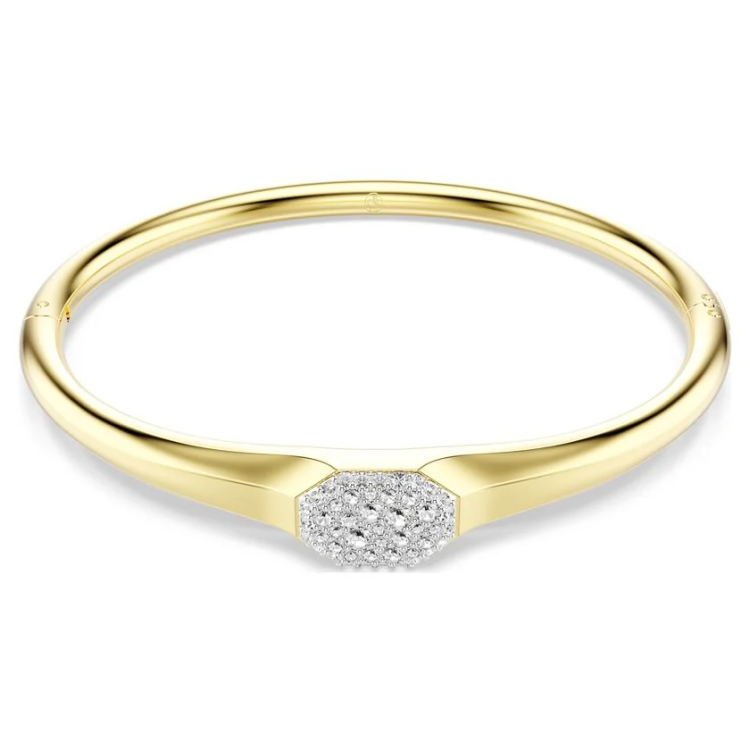 Dextera bangle Round cut, White, Gold-tone plated