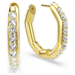 Dextera hoop earrings Octagon shape, Round cut, White, Gold-tone plated