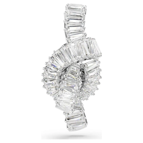 Matrix tack pin Baguette cut, Knot, White, Rhodium plated