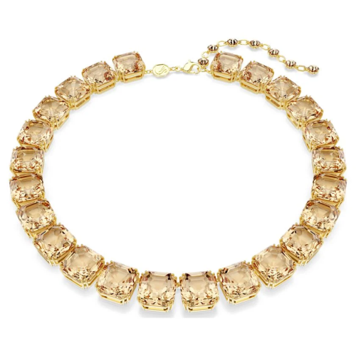 Millenia Tennis necklace Octagon cut, Caramel, Gold-tone plated