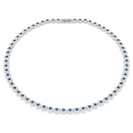 Una Angelic Tennis necklace Round cut, Blue, Rhodium plated