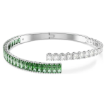 Matrix bangle Mixed cuts, Green, Rhodium plated