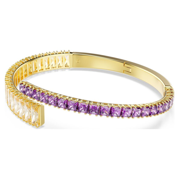 Matrix bangle Mixed cuts, Multicolored, Gold-tone plated