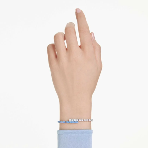 Matrix bracelet Mixed cuts, Blue, Rhodium plated