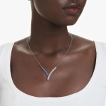 Matrix pendant Mixed cuts, Blue, Rhodium plated