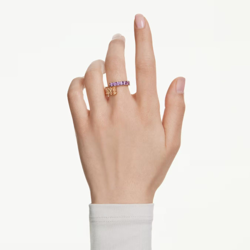 Matrix ring Mixed cuts, Multicolored, Gold-tone plated