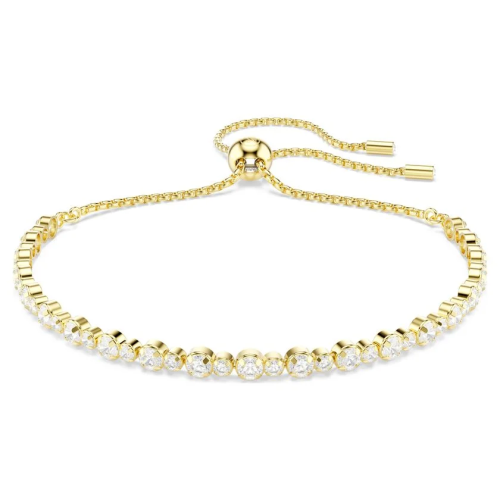 Matrix Tennis bracelet Round cut, White, Gold-tone plated
