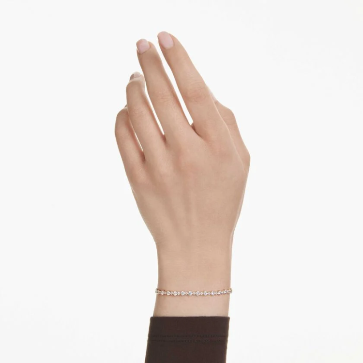 Matrix Tennis bracelet Round cut, White, Gold-tone plated