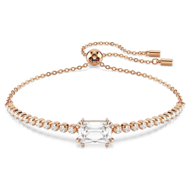 Matrix Tennis bracelet Mixed cuts, White, Rose gold-tone plated