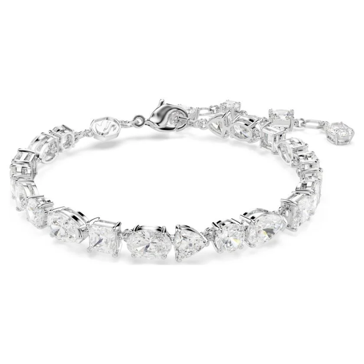 Mesmera bracelet Mixed cuts, White, Rhodium plated