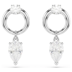 Mesmera drop earrings Mixed cuts, White, Rhodium plated