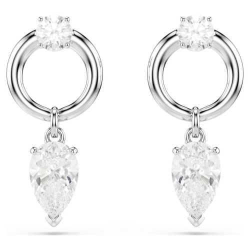 Mesmera drop earrings Mixed cuts, White, Rhodium plated