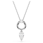 Mesmera pendant Pear cut, White, Rhodium plated