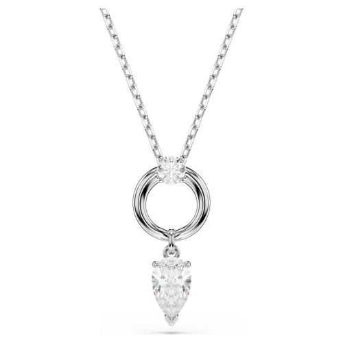 Mesmera pendant Pear cut, White, Rhodium plated