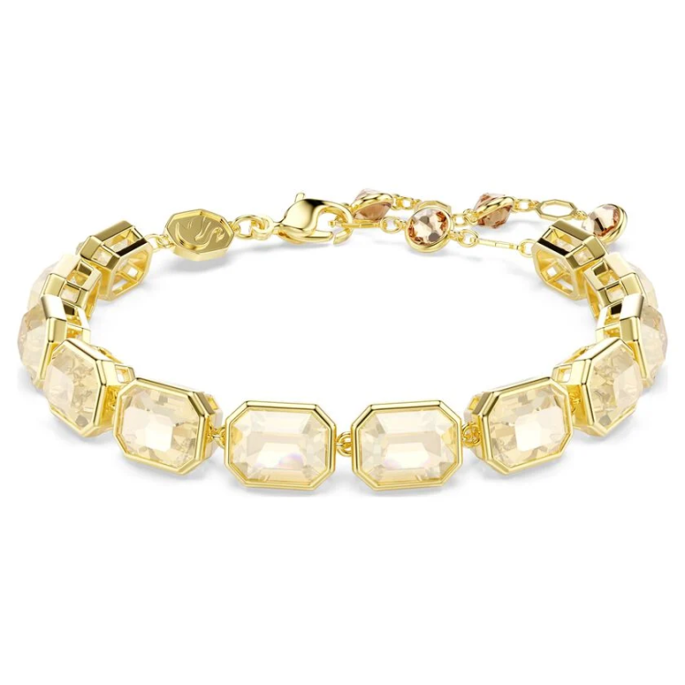 Millenia Tennis bracelet Octagon cut, Caramel, Gold-tone plated