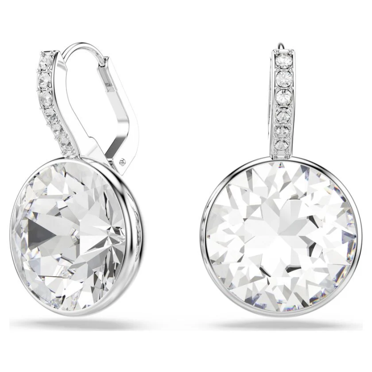 Millenia drop earrings Round cut, White, Rhodium plated