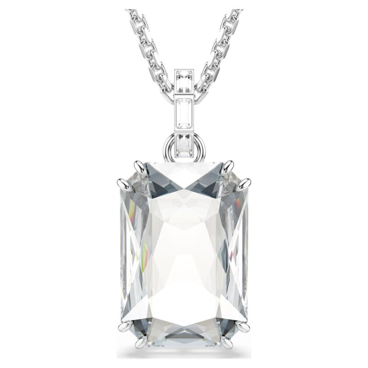 Millenia pendant Octagon cut, White, Rhodium plated