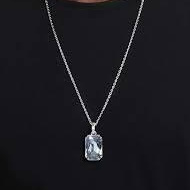 Millenia pendant Octagon cut, White, Rhodium plated