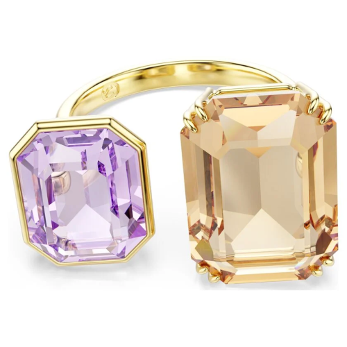 Millenia open ring Octagon cut, Multicolored, Gold-tone plated