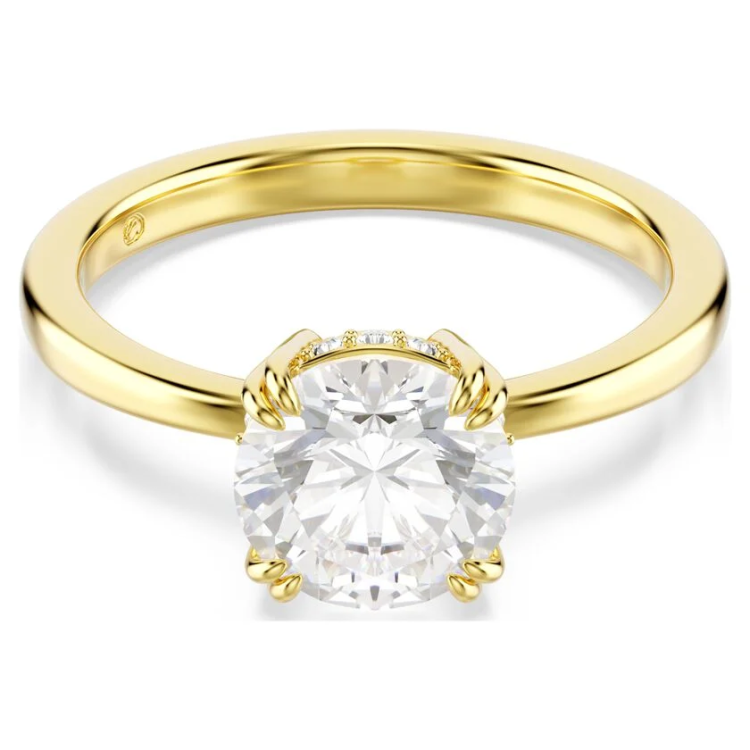 Stilla Attract cocktail ring Round cut, White, Gold-tone plated