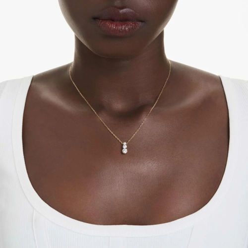 Stilla Attract pendant Round cut, White, Gold-tone plated