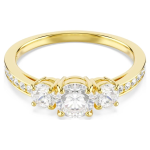 Stilla Attract ring Round cut, White, Gold-tone plated