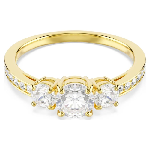 Stilla Attract ring Round cut, White, Gold-tone plated